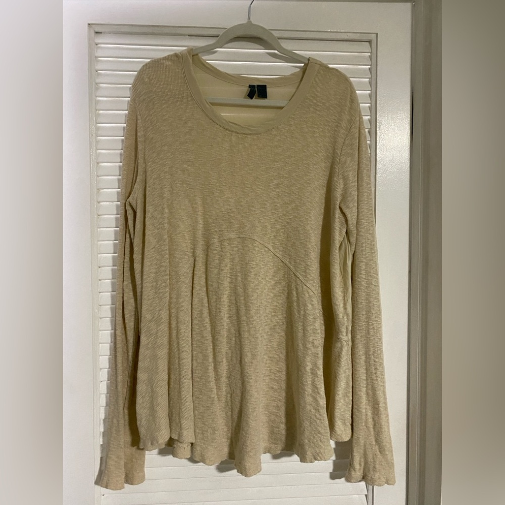 Anthropologie | Beige Long-Sleeve Top | Size XL